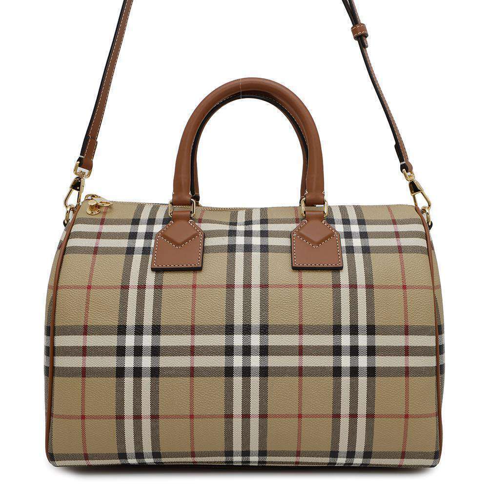 Burberry Check Handbag Bowling Bag Shoulder